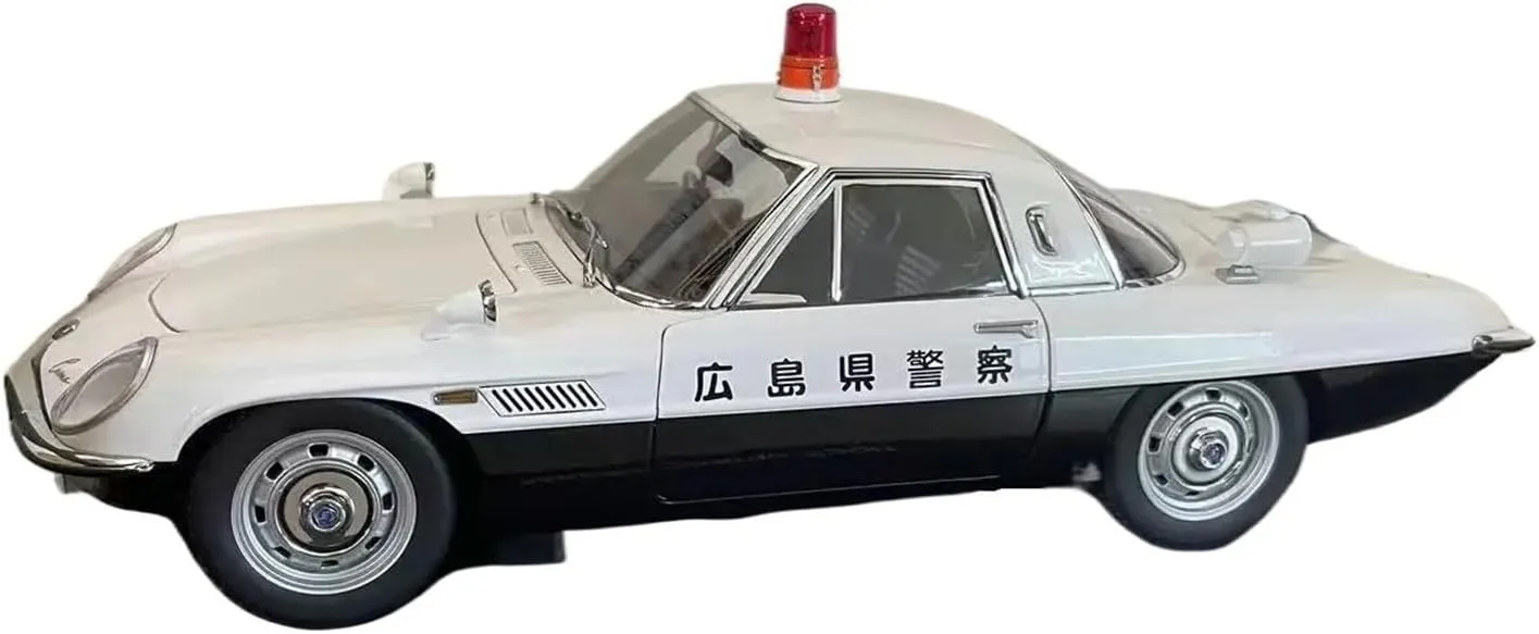 1 18 for Mazda Sport Car Static Simulation Alloy Model Hiroshima Prefectural Police Car Toys Display Motor Vehicles Toys
