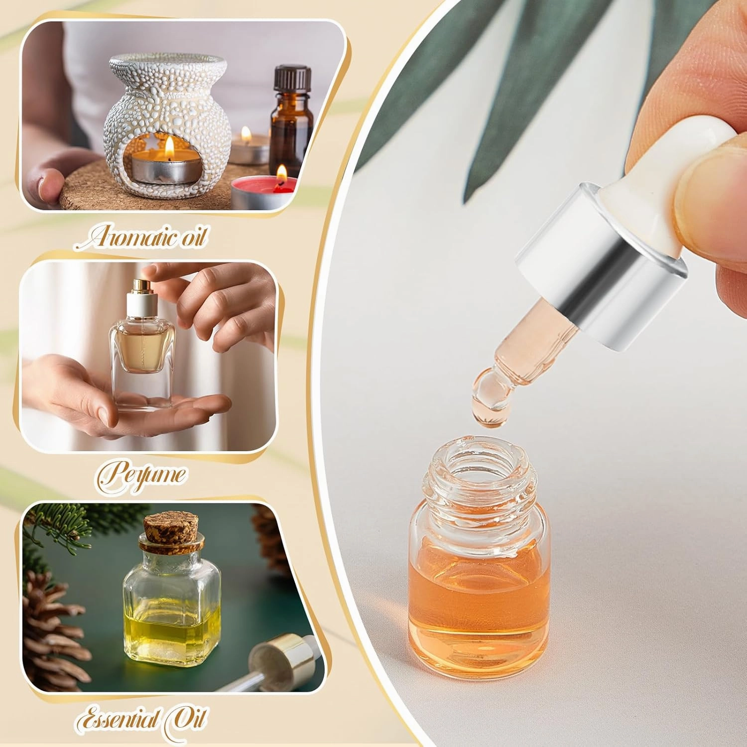 100 Pcs Mini Glass Oil Dropper Bottle Bulk, 2 ml Sliver Clear Essential Small Empty Bottles Sample Containers Perfume Liquid Vials with Cap for Traveling