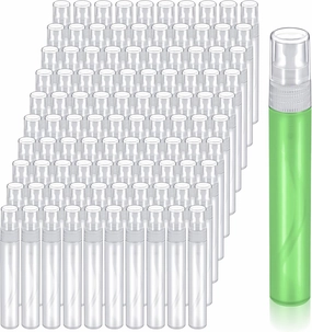 100 Pcs Mini Spray Bottle, 10ml Perfume Spray Bottles Plastic Refillable Mini Spray Bottles for Women, Travel Spray Bottle Fine Mist Atomizer for Perfume, Mini Perfume Refillable Bottle
