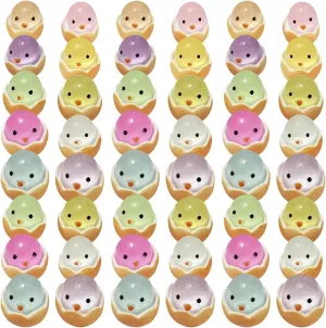100Pcs Luminous Cute Cartoon 0.9x0.7 Tiny Chicks Resin DIY Mini Chicken Figurines for Bonsai Dollhouse Moss Landscape Cake Topper, Random Color