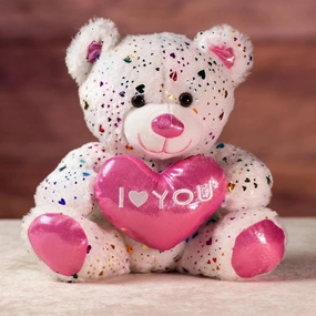 10" Plush Bear: Soft & Cuddly Stuffed Animal for Gift, Valentine's Day, Mother's Day, Birthdays. (Confetti White)