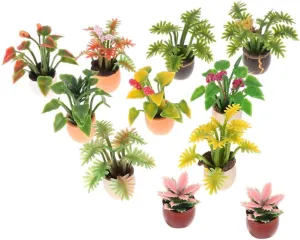 10pcs Colorful Plastic Potted Plants for Dollhouse Decoration Random Style Micro World Accessories for Creative Layouts and Photography Props