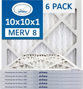 10x10x1 Air Filter MERV 8 (6-Pack) TRION Air Bear Pleated HVAC Air Filters Replacement (Actual Size: 9.50 x 9.50 x 0.75 Inches)