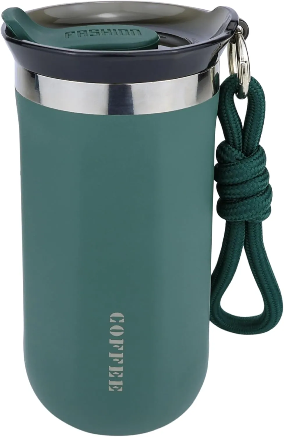 11 Oz Insulated Travel Coffee Mug - Green Reusable Cup With Lid, Spill Proof, Stainless Steel for Hot and Iced Cold Drinks