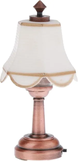 1:12 Scale Dollhouse LED Lamp with Battery Power and Metal Base