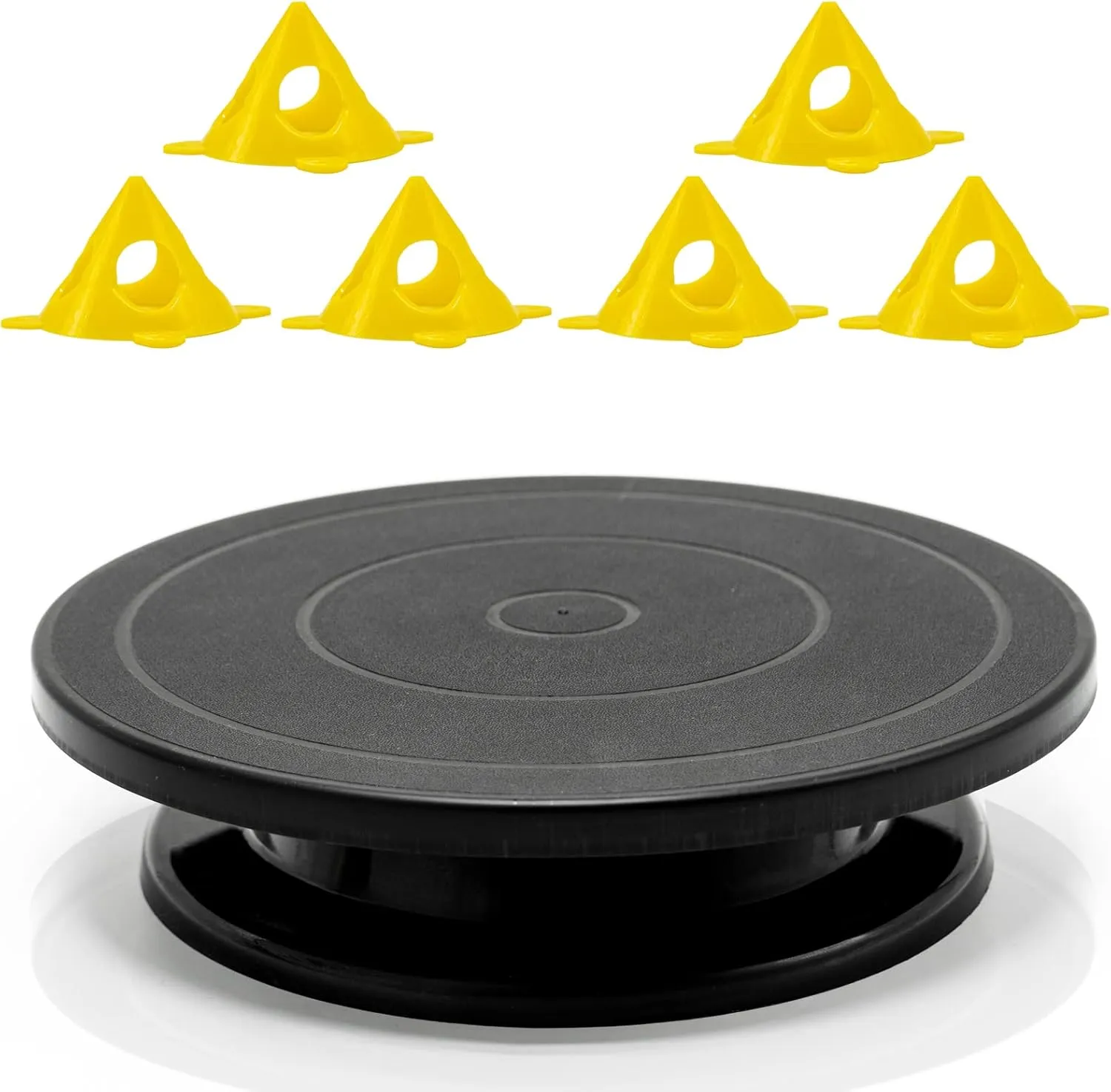 11”Rotate Turntable Sculpting Wheel Revolving Cake Turnable Black Painting Turn Table Stand for Paint Spraying Spinner,with Cone Canvas-Acrylic&Epoxy Pouring Paint Canvas Support Stands