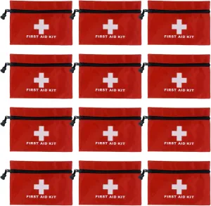 12Pcs First Aid Kit, 7.9x5.5 Mini Empty First Aid Pouch with Zippered, Waterproof Oxford Cloth Bag for Travel, Home, Office, Vehicle, Camping, Hiking Mini Kit Pouch
