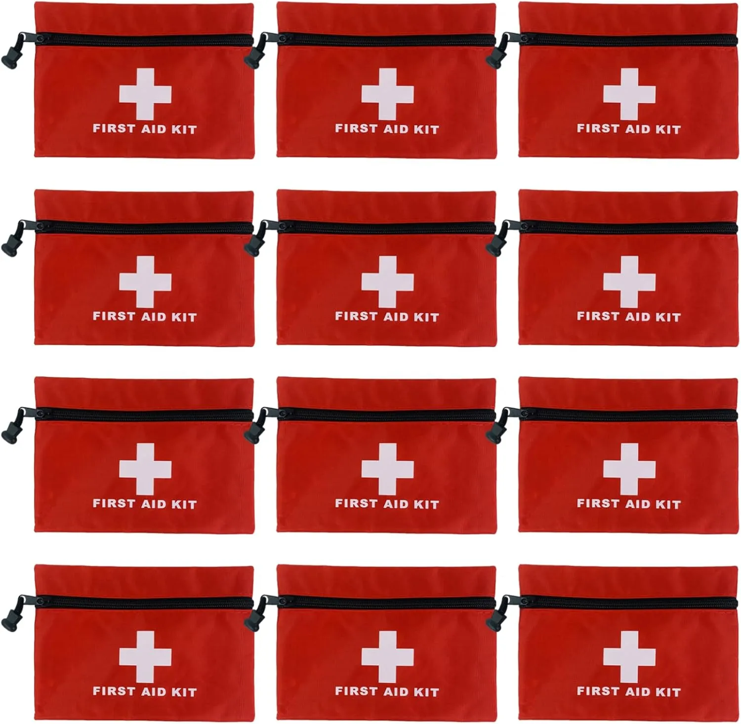 12Pcs First Aid Kit, 7.9x5.5 Mini Empty First Aid Pouch with Zippered, Waterproof Oxford Cloth Bag for Travel, Home, Office, Vehicle, Camping, Hiking Mini Kit Pouch