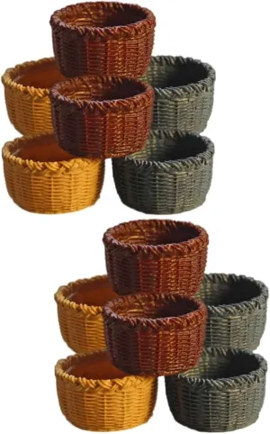 12pcs Miniature Basket Model Creative Storage Baskets for Dollhouse Accessories Cute Design for Home Decoration Realistic and Miniature Furniture