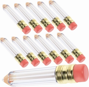 12Pcs Clear Pencil Lip Gloss Tubes Refillable Mini Lip Oil Bottles with Brush Travel Friendly Containers for Shower Gel Lotion