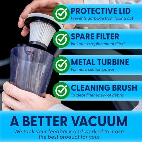 12V High Power Handheld Car Vacuum with 16Ft Cord, Attachments & Bag