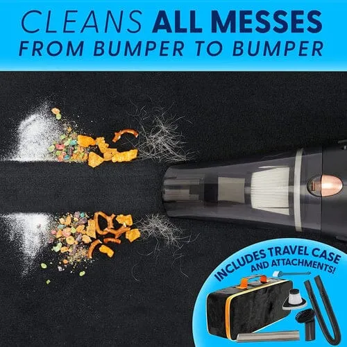 12V High Power Handheld Car Vacuum with 16Ft Cord, Attachments & Bag