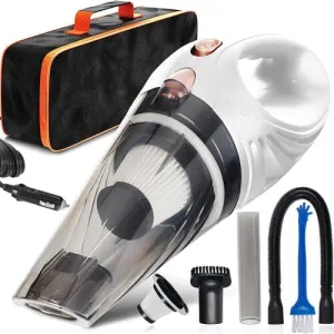 12V High Power Handheld Car Vacuum with 16Ft Cord, Attachments & Bag