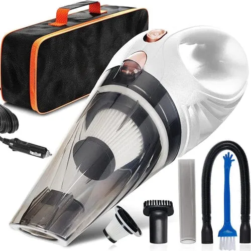 12V High Power Handheld Car Vacuum with 16Ft Cord, Attachments & Bag