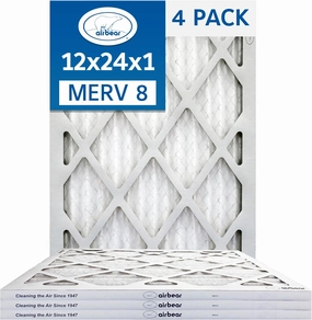 12x24x1 Air Filter MERV 8 (4-Pack) TRION Air Bear Pleated HVAC Air Filters Replacement (Actual Size: 11.50 x 23.50 x 0.75 Inches)