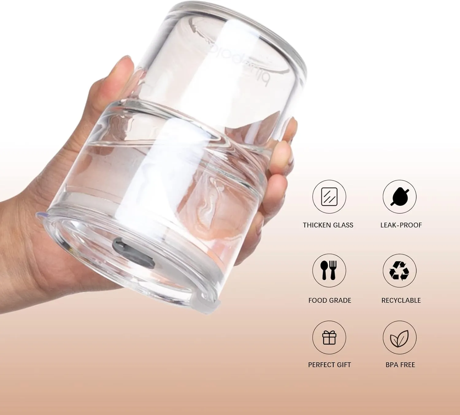 13oz/400ml Glass Water Tumbler with Straw and Lid Sealed Carry On Thick Wall Iced Coffee Cup Glass Cup for Water, Iced Tea Fruit Juice Etc(Aurora White-4Pack)