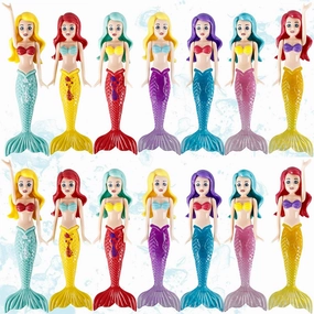 14 Pcs Mermaids Underwater Diving Pool Toys Assorted Colors Mermaids Water Toys for Swimming Pool Party Supplies Bathtub Summer Beach Game