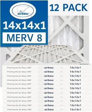 14x14x1 Air Filter MERV 8 (12-Pack) TRION Air Bear Pleated HVAC Air Filters Replacement (Actual Size: 13.50 x 13.50 x 0.75 Inches)