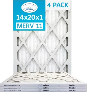 14x20x1 Air Filter MERV 11 (4-Pack) TRION Air Bear Pleated HVAC Air Filter Replacement (Actual Size: 13.50 x 19.50 x 0.75 Inches)