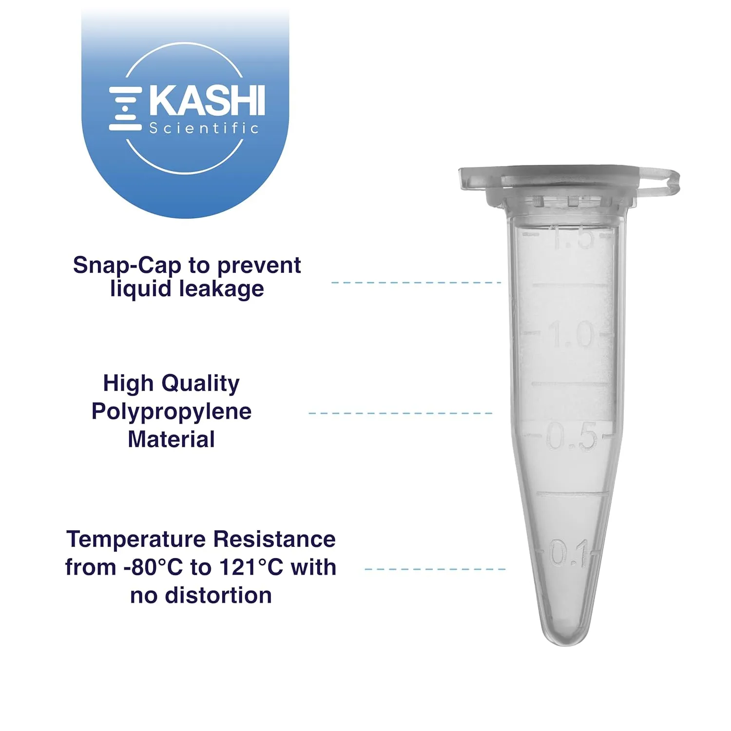 1.5mL Microcentrifuge Tube with Snap Cap [1000/Pack] 1.5 mL Centrifuge Tubes with Flip Cap, Clear Graduation, Polypropylene, Plastic Lab Snap Tubes