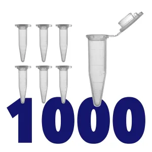 1.5mL Microcentrifuge Tube with Snap Cap [1000/Pack] 1.5 mL Centrifuge Tubes with Flip Cap, Clear Graduation, Polypropylene, Plastic Lab Snap Tubes
