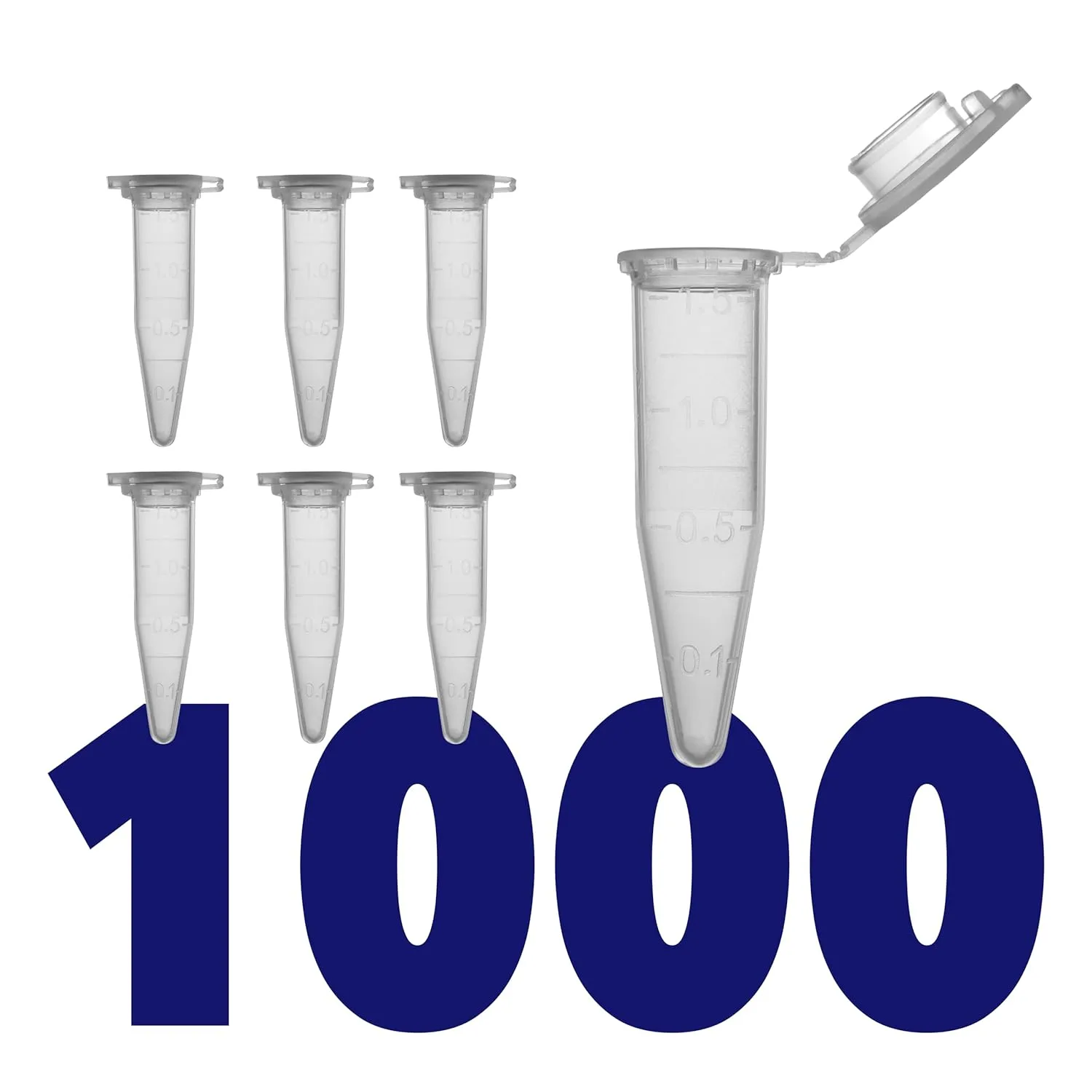 1.5mL Microcentrifuge Tube with Snap Cap [1000/Pack] 1.5 mL Centrifuge Tubes with Flip Cap, Clear Graduation, Polypropylene, Plastic Lab Snap Tubes