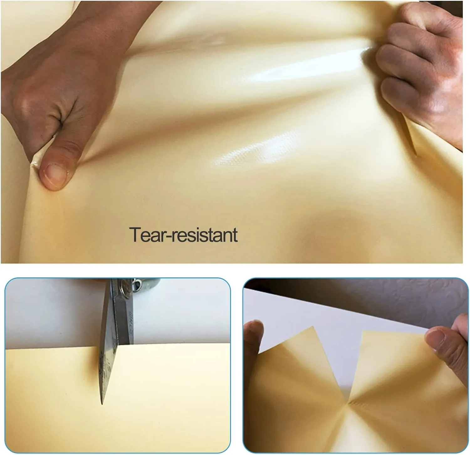 1.5mx6m/2mx2m/2mx3m/2mx4m/3mx6m Beige Heavy Duty Tarpaulin Cover 500g/㎡ PVC Waterproof Tarpaulins Sheet for Rain Shelter, Camping, Outdoor and Pool Tarp Cover, with Metal Grommets(1x1m)
