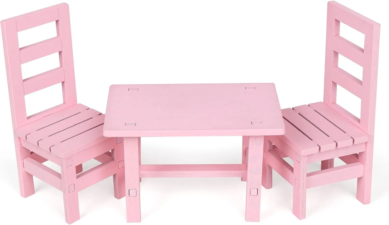 1/6 Doll Furniture, Wooden Square Chairs 3pcs/Set, Dollhouse Dining Room Living Room Decor, 12inch Doll Furnishings Model Toy, Pink