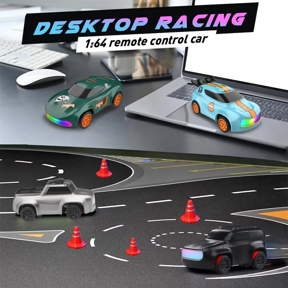 1/64 Mini RC Drift Car 4WD High-Speed Desktop Toy Remote Control Sports Cars 2.4Ghz Racing Model Ideal for Racer Kids and Adults (K12 Black)