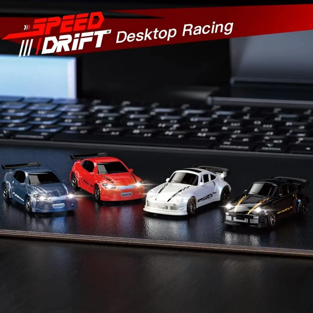 1/64 Scale Mini RC Drift Car, 2.4Ghz High Speed 4WD Full-Scale Throttle Drift Racing Sport Remote Control Car Desktop Gift for Adults Enthusiasts -White