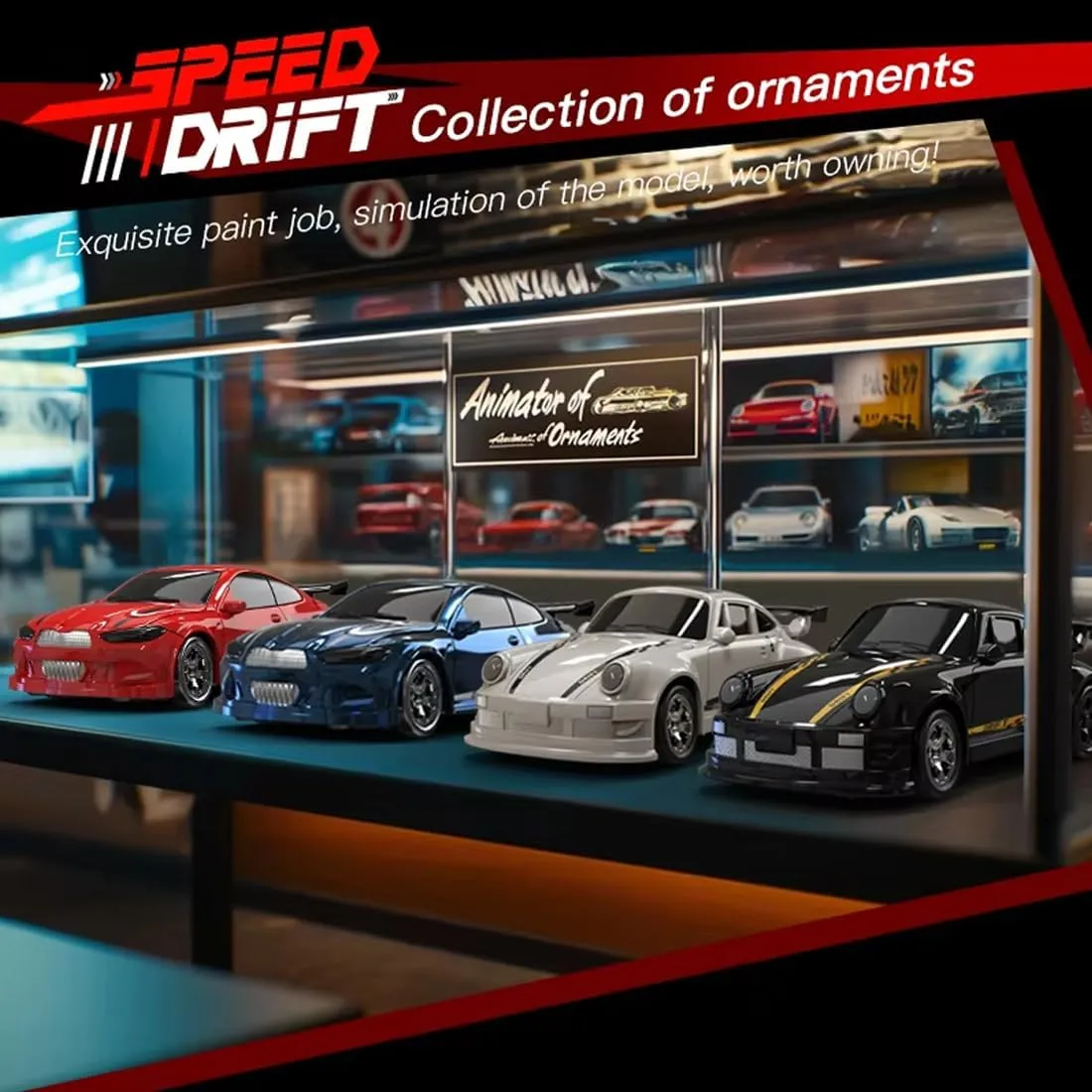 1/64 Scale Mini RC Drift Car, 2.4Ghz High Speed 4WD Full-Scale Throttle Drift Racing Sport Remote Control Car Desktop Gift for Adults Enthusiasts -White