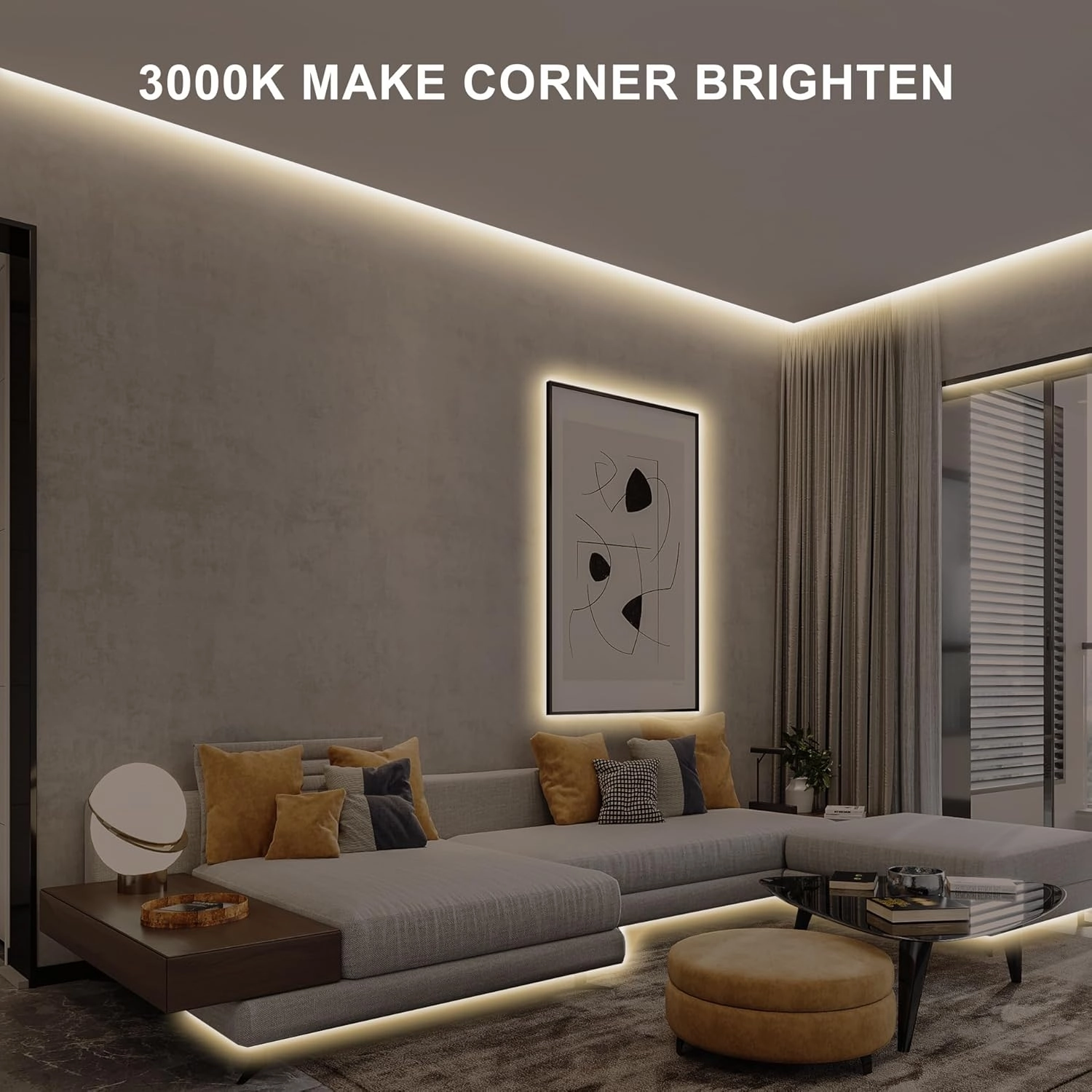 16.4ft COB LED Strip Light with Remote, 3000K Dimmable Bright Warm White Led COB Strip Light, White Continuous Led Strip Light for Mirror, Stair, Cabinet, Room