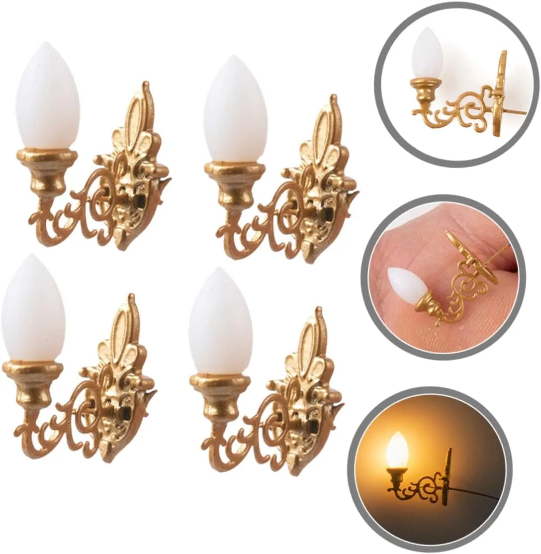 16pcs Miniature Wall Lamps Sand Table Decor Light for Dollhouse Living Warm for Miniature Landscape Layouts and Scene Decoration