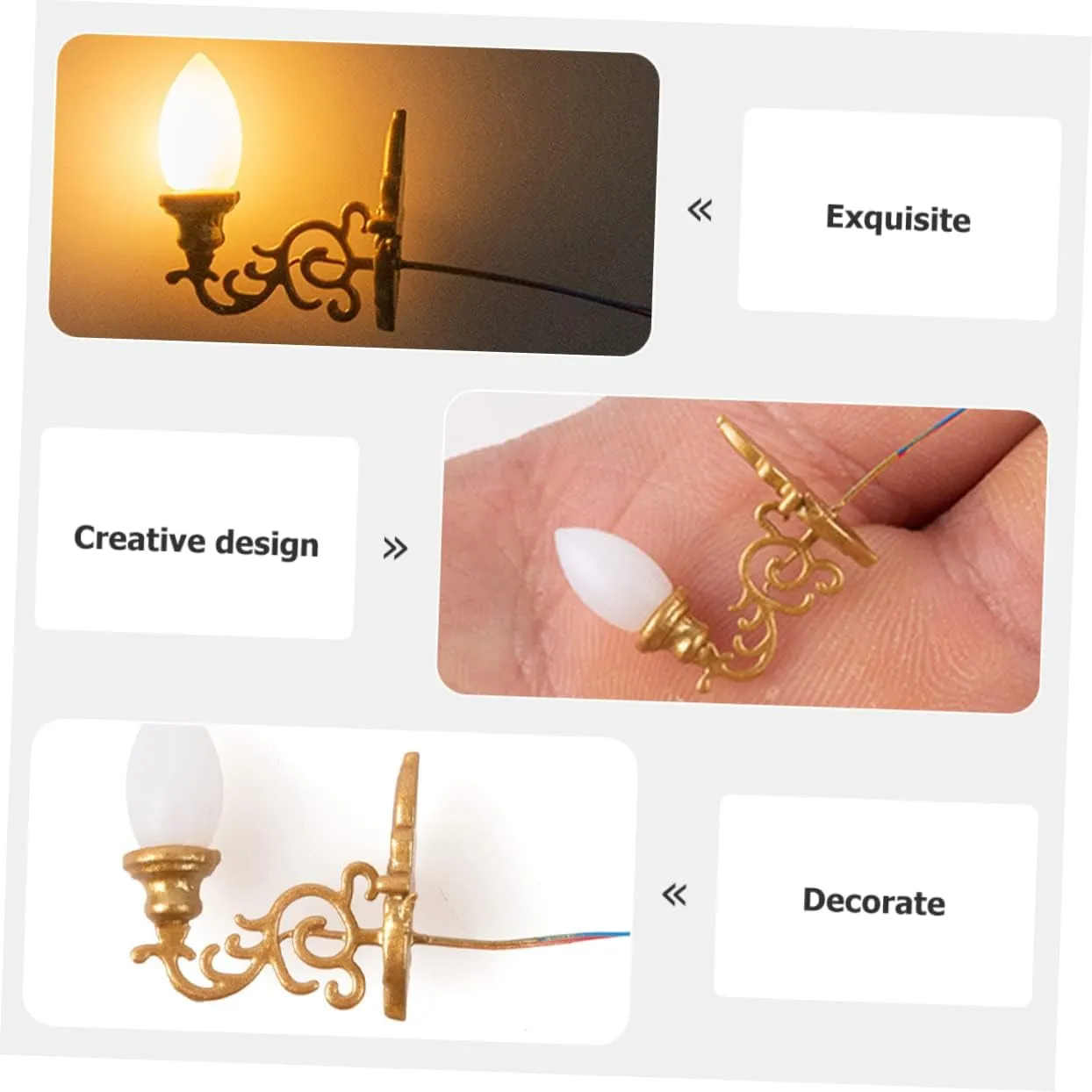 16pcs Miniature Wall Lamps Sand Table Decor Light for Dollhouse Living Warm for Miniature Landscape Layouts and Scene Decoration