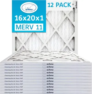 16x20x1 Air Filter MERV 11 (12-Pack) TRION Air Bear Pleated HVAC Air Filters Replacement (Actual Size: 15.50 x 19.50 x 0.75 Inches)