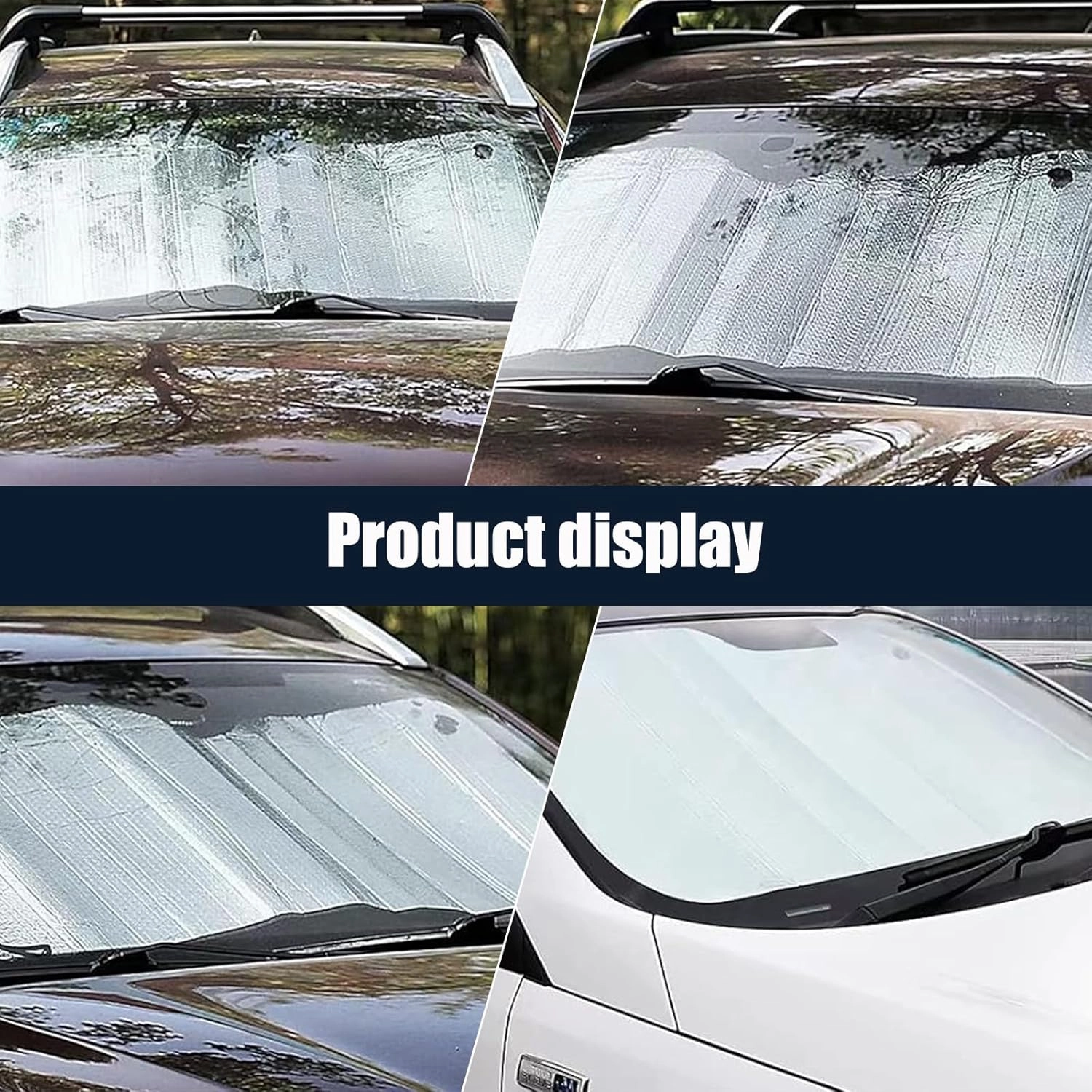 1 PC Car Front Windshield Sunproof Sun Visor, 51.1 x 23.6 Stay Cool Bubble Insulated Shield, Avoid Interior Aging Multifunctional Accessory, Universal UV Protector for Cars (Silver)