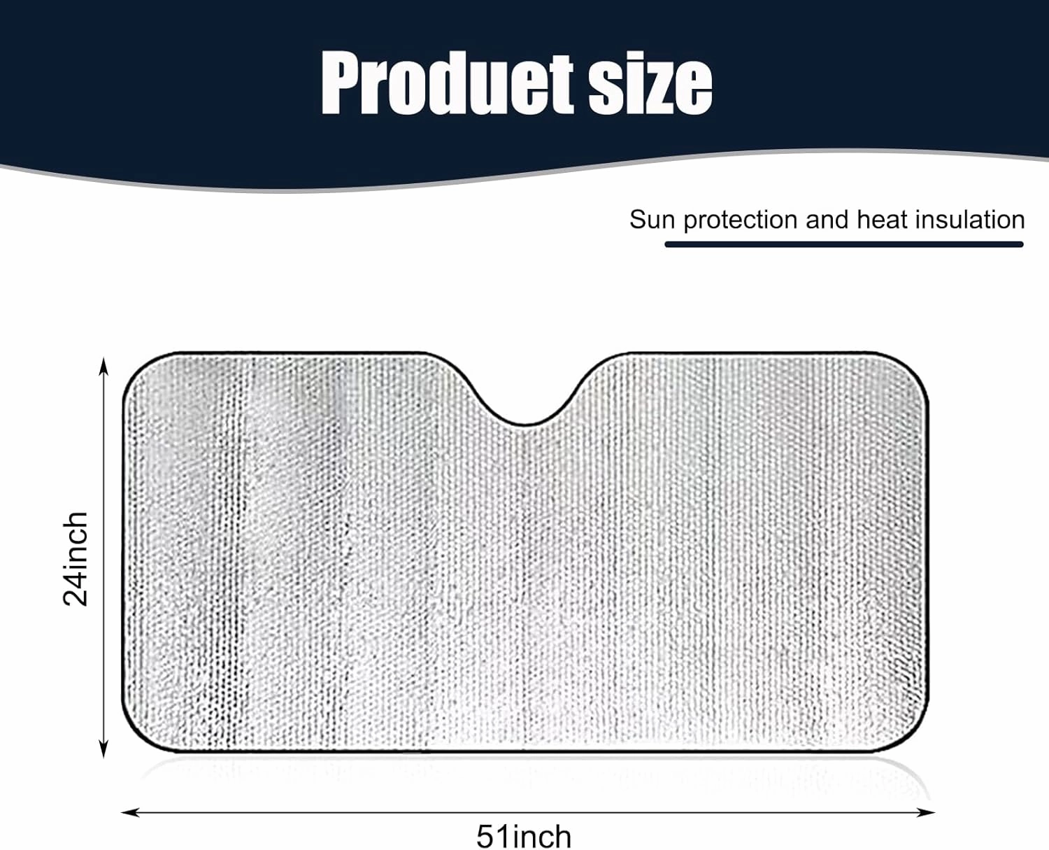 1 PC Car Front Windshield Sunproof Sun Visor, 51.1 x 23.6 Stay Cool Bubble Insulated Shield, Avoid Interior Aging Multifunctional Accessory, Universal UV Protector for Cars (Silver)