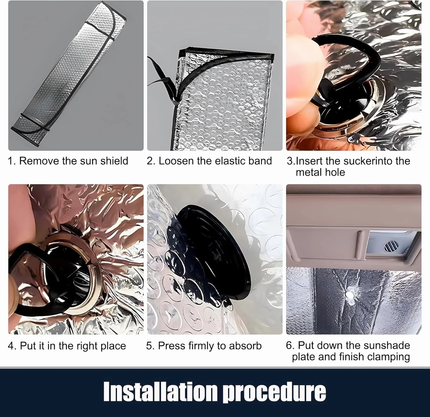 1 PC Car Front Windshield Sunproof Sun Visor, 51.1 x 23.6 Stay Cool Bubble Insulated Shield, Avoid Interior Aging Multifunctional Accessory, Universal UV Protector for Cars (Silver)
