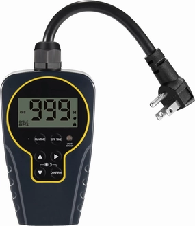 1 s to 999 h Short/Long On-Off Interval Repeat Cycle Timer Plug Outlet with Countdown and Light Sensor, Waterproof for Outdoor (15A ¾HP)