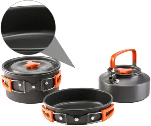 1set Camping Cookware for People Portable Cooking Utensils Kettle Outdoor Cookware for Hiking and Picnics