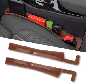 2 PCS Car Seat Gap Filler Organizer, Brown Multifunctional Cars Gap Fillers Storage with USB and Phone Holder, Auto Interior Accessories Prevent Things from Falling Between Seats and Console
