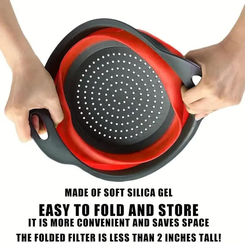 2-Piece Set: Circular Blue Suit Foldable Silicone Kitchen Drop Funnel