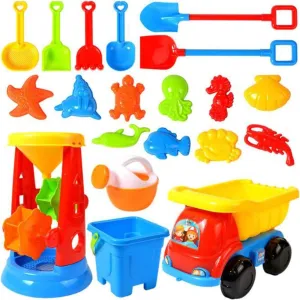 20 Pcs Kids Beach Sand Toys Set, Eco-Friendly Sand Toy, Summer Outdoor Toy, Reusable Sandbox Toys for Kids, with Pail, Car, Animals, Castle and Other Tools Kit