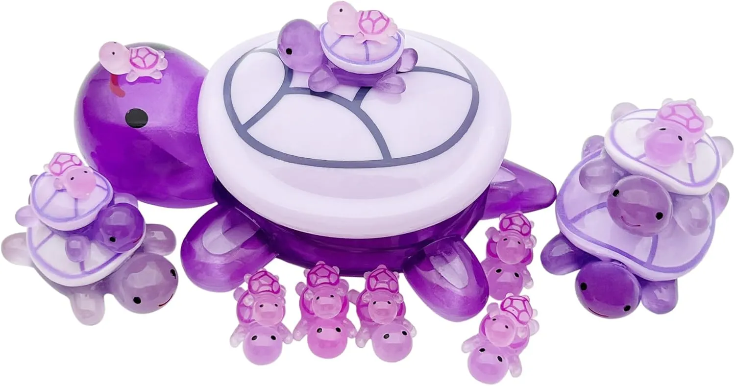 20 Pcs Turtle Family Resin Ornament Sea Turtle Models Statues Tortoise Decor Accessories Miniature Animal Decoration for Fairy Garden Micro Landscape Fish Tank Plant Bonsai Dollhouse (Purple)