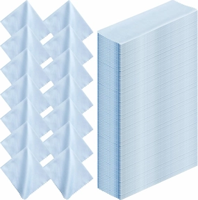 200 Pcs Microfiber Glasses Cleaning Cloth Eyeglasses Cleaner Wipes Lens Screen Cleaning Cloth for Glasses, Cameras Lens, Cell Phone, LCD TV Screens, Laptops, Tablets, 6 x 7 Inch (Light Blue)