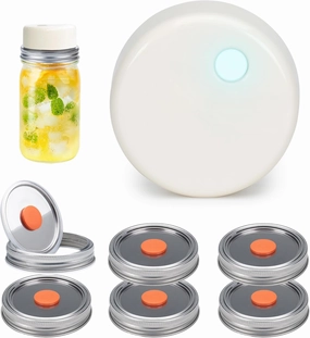 2025 Electric Mason Jar Vacuum Sealer Kit, Auto-StopWide Mouth Mason Jar Vacuum Sealer, Compatible with Ball&Kerr canning Jars. (MJ6Lids Device)