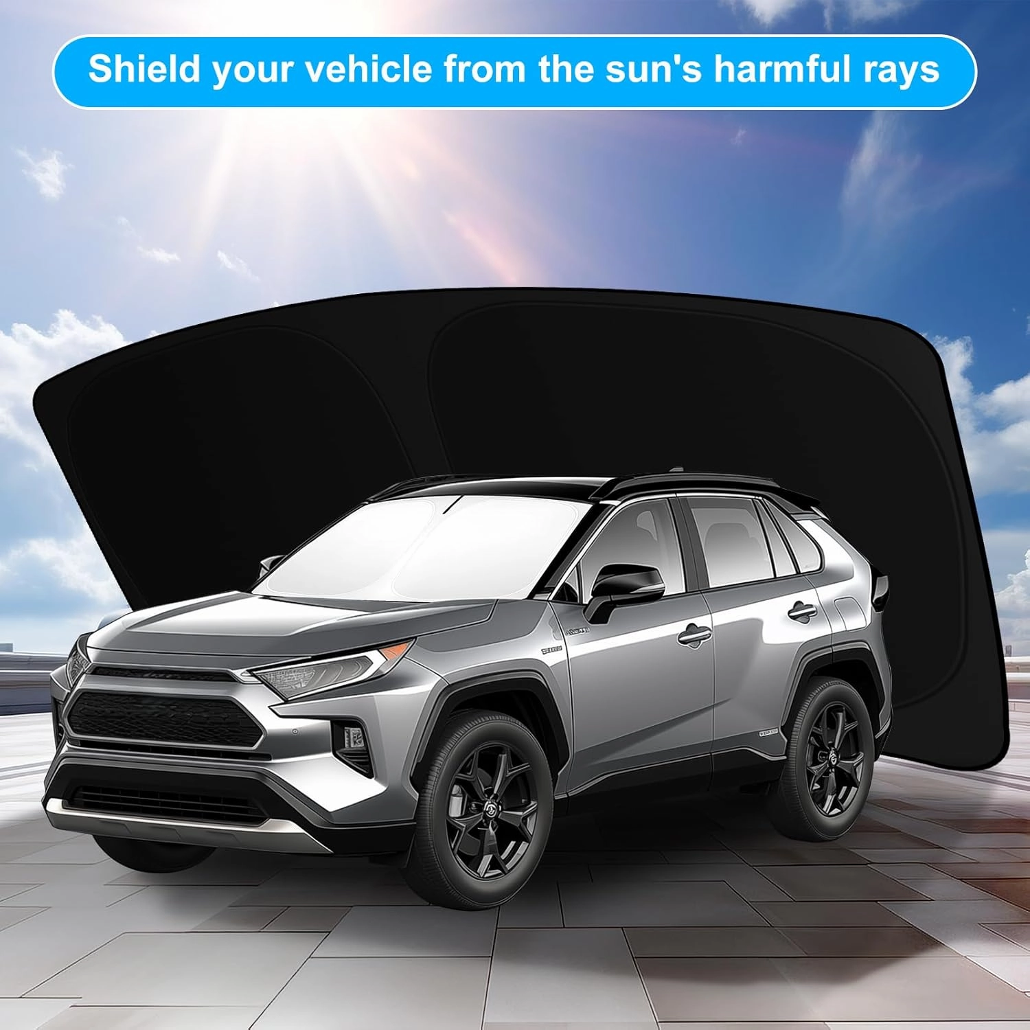 2025 Upgrade Front Windshield Sun Shade Foldable RAV4 Sunshade for 2019-2025 RAV4 RAV-4 SUV Crossover, TRD Off-Road, LE XLE Premium Limited Front Window Sunshade Accessories