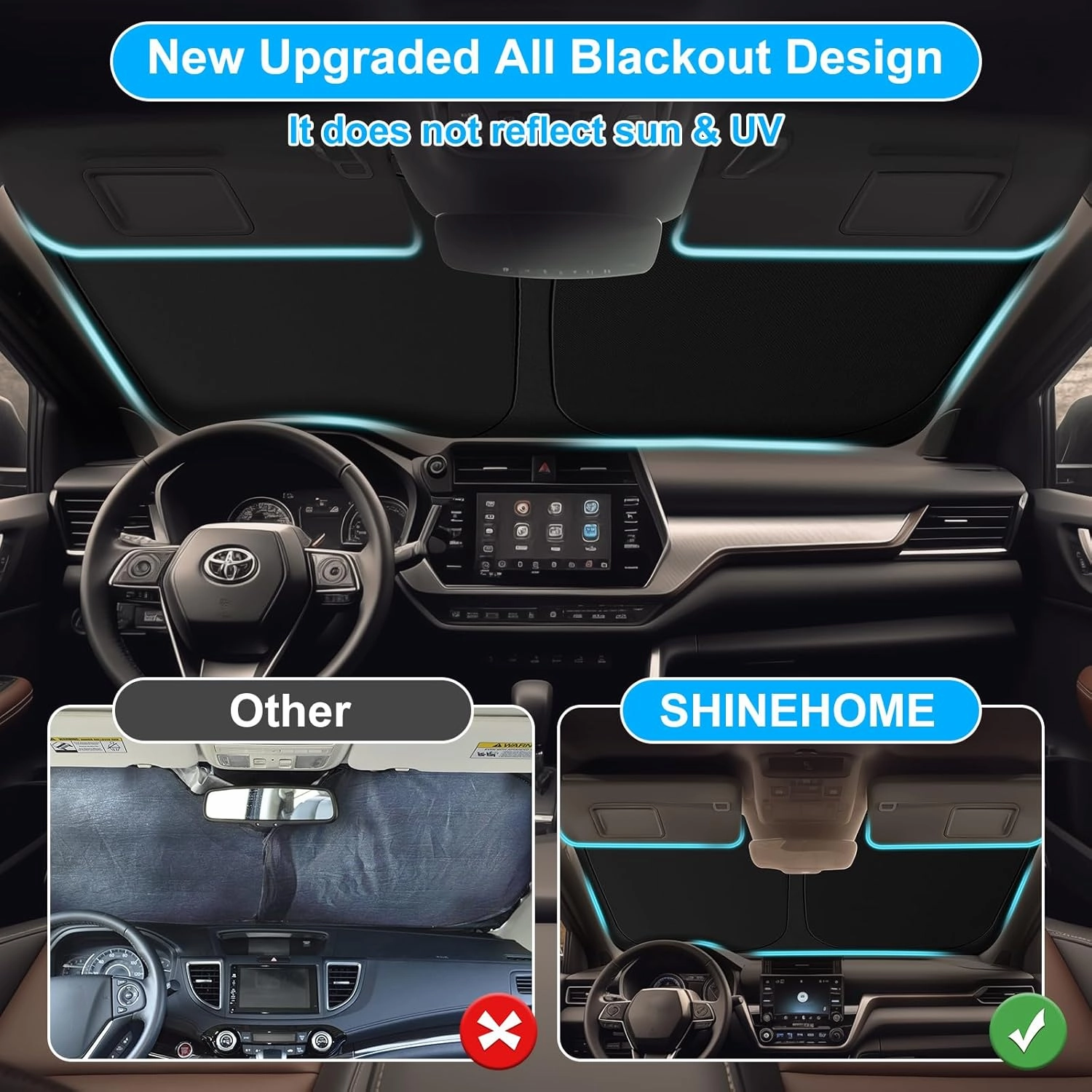 2025 Upgrade Front Windshield Sun Shade Foldable RAV4 Sunshade for 2019-2025 RAV4 RAV-4 SUV Crossover, TRD Off-Road, LE XLE Premium Limited Front Window Sunshade Accessories