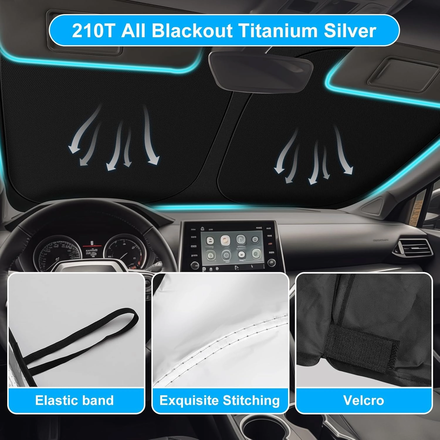 2025 Upgrade Front Windshield Sun Shade Foldable RAV4 Sunshade for 2019-2025 RAV4 RAV-4 SUV Crossover, TRD Off-Road, LE XLE Premium Limited Front Window Sunshade Accessories