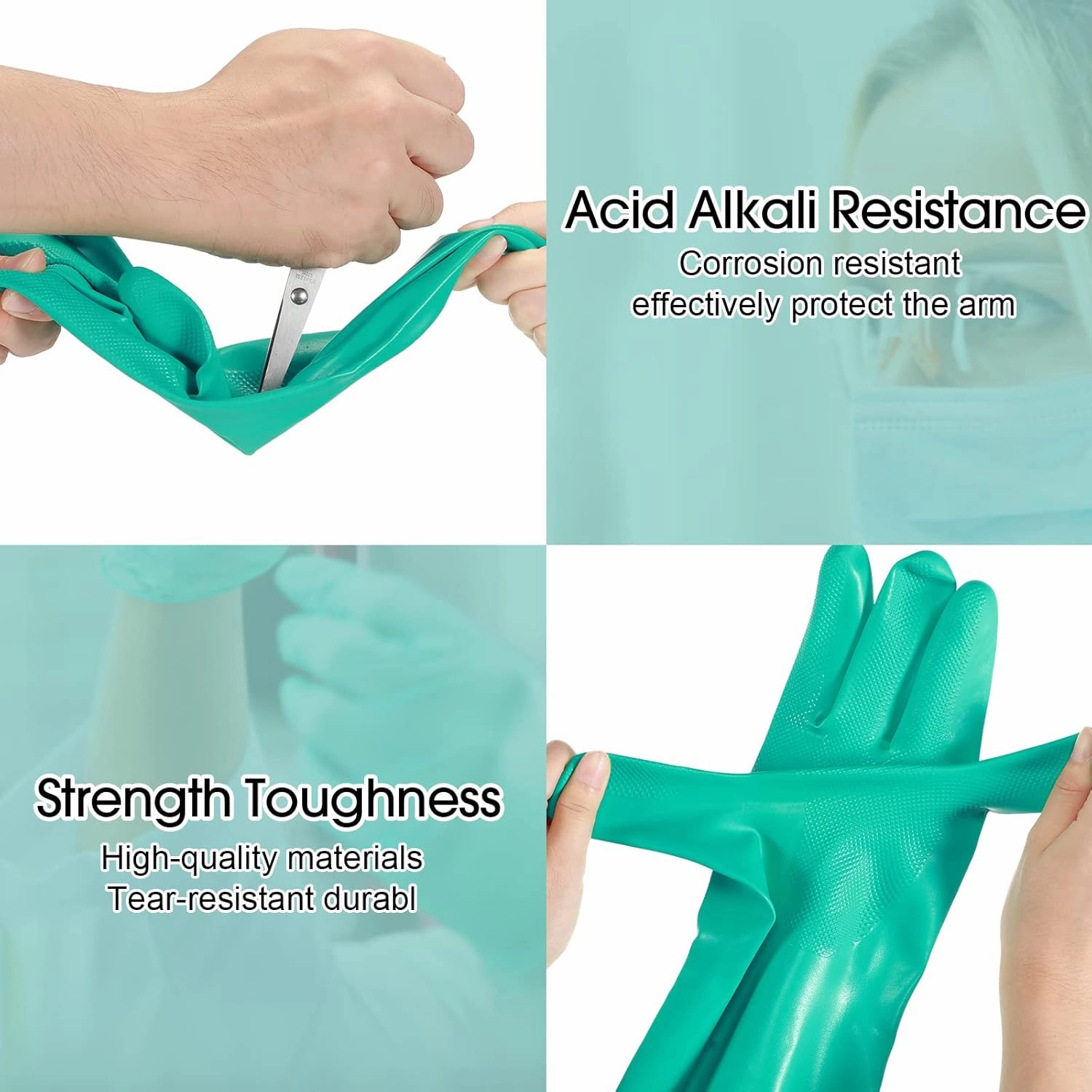 20 Pairs Chemical Resistant Gloves Heavy Duty Thick Nitrile Gloves Bulk for Cleaning, Resist Household Acid, Alkali and Oil (X-Large)